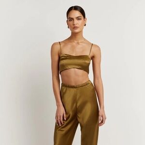 Dissh SIMONE CHARTREUSE SATIN CROP TOP - US8